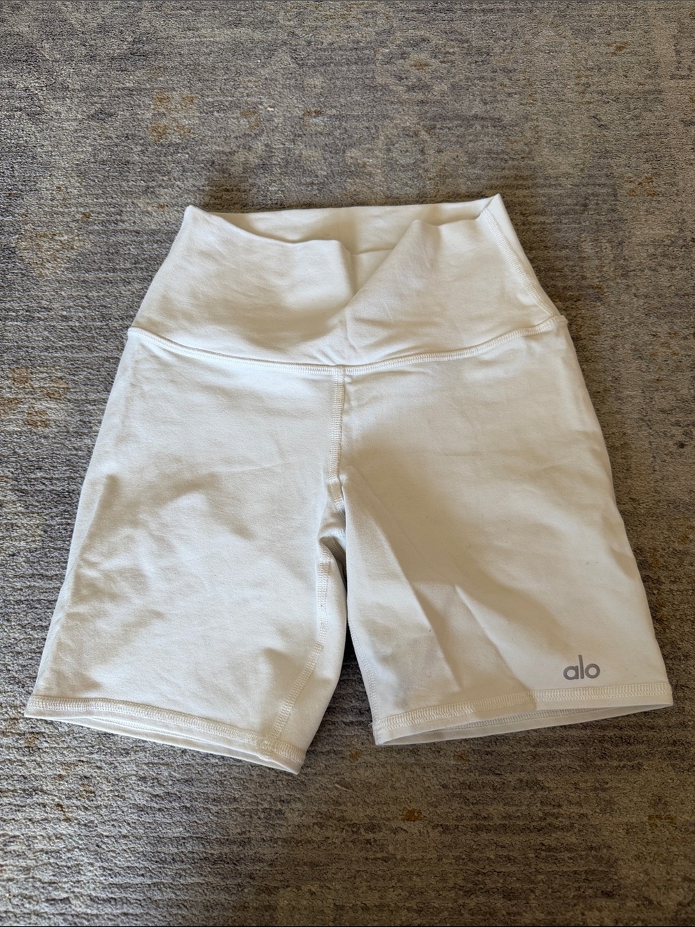 ALO Yoga White High-Waist Bike Shorts